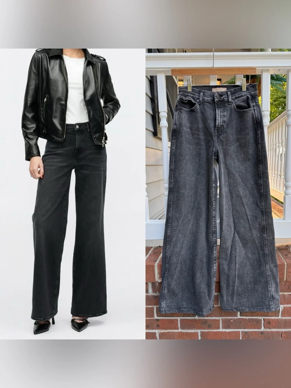 7 For all Mankind Luxe Vintage Black Gray Stretchy Wide Leg Jeans Size 27 in